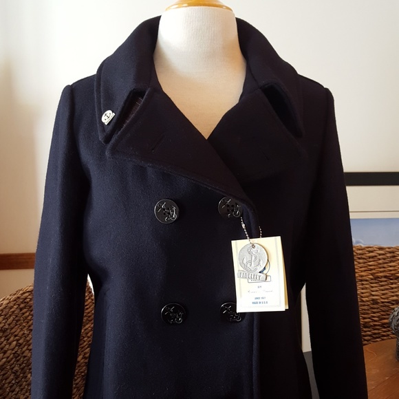 Nwt Fidelity X Sperry Navy Pea Coat 